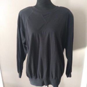 Carole Little Black Crewneck Cotton Sweatshirt | Size M